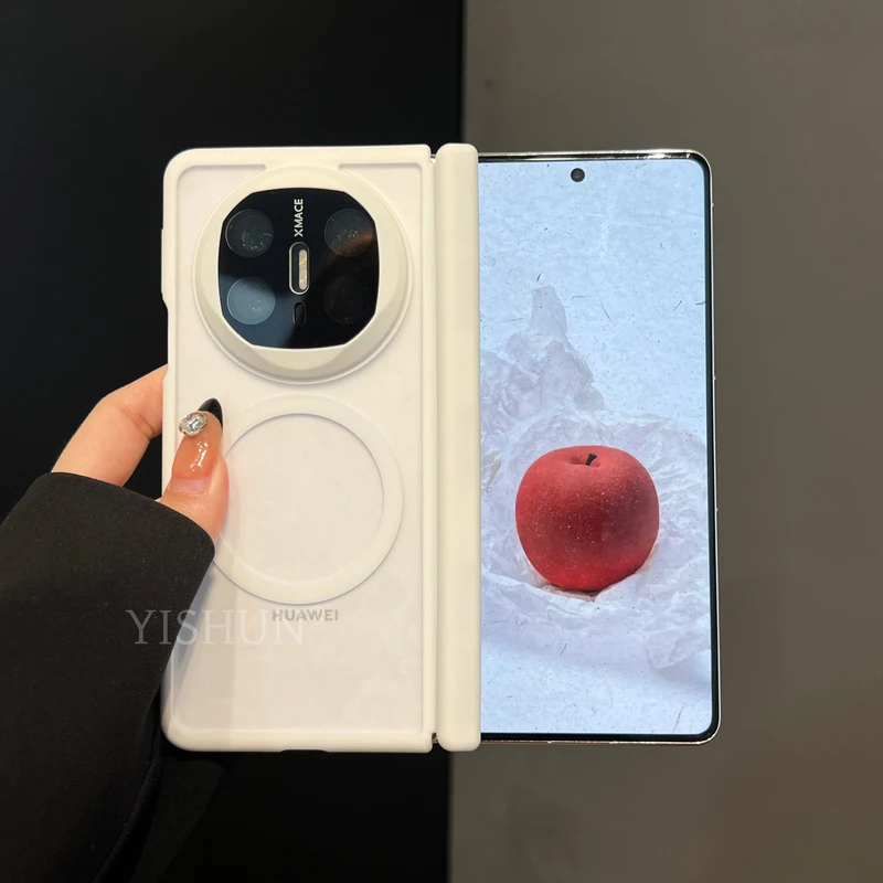 适用华为X6折叠屏手机壳新款磨砂半透高级感MateX5典藏版中轴铰链