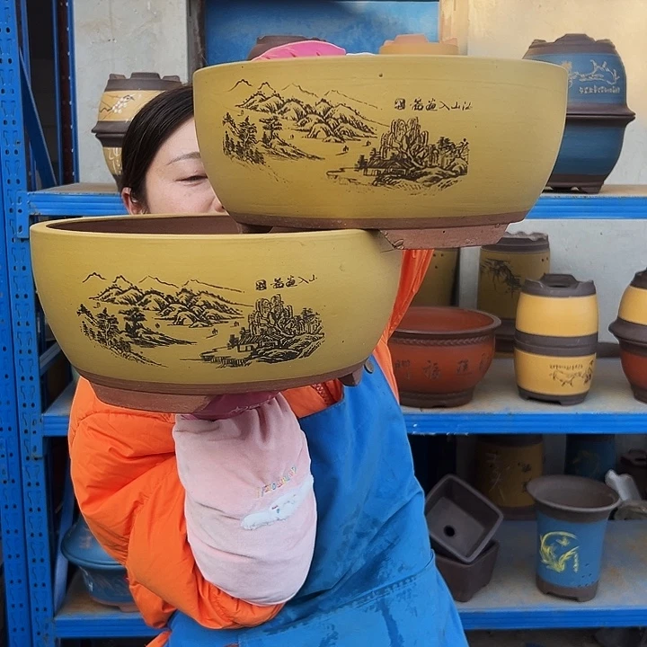 黄色江山如画中一对花盆花盆花盆花盆