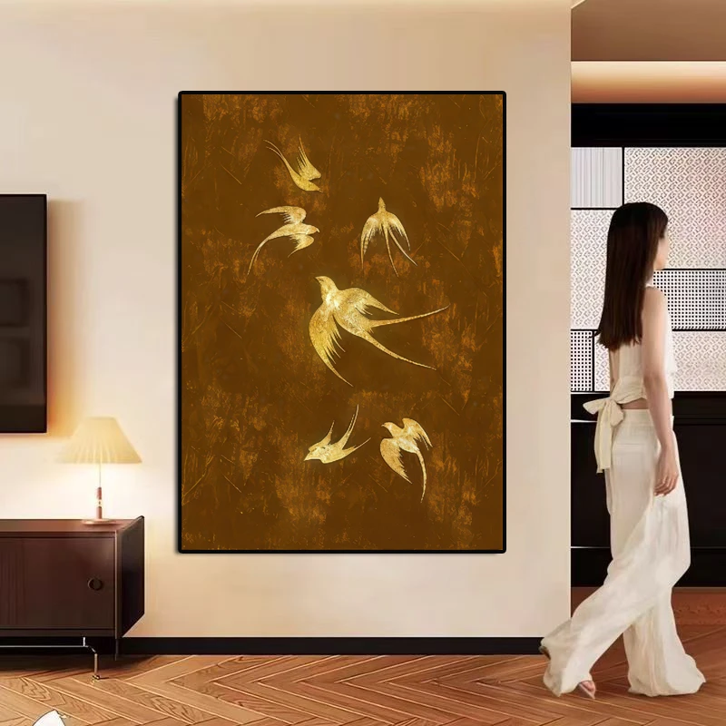 《金飞燕》中国风客厅装饰画中古2025新款餐厅挂画高级感卧室砂岩画