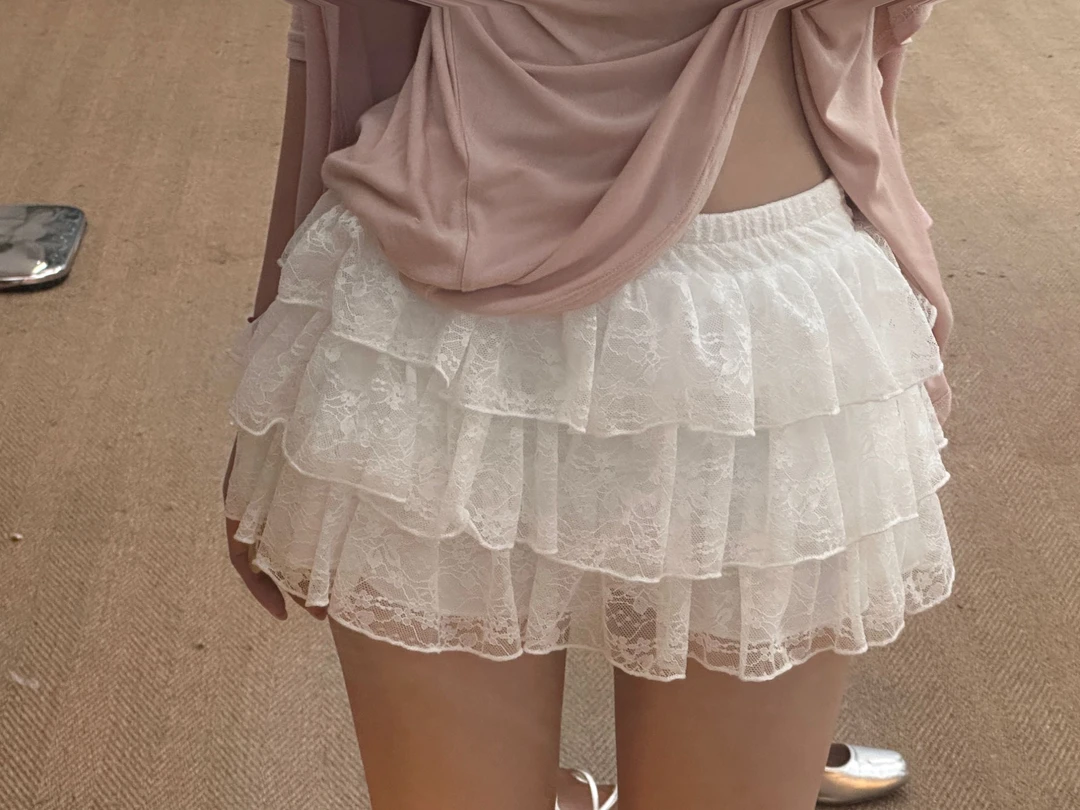 【米妮】蕾丝甜美纯欲蕾丝短裙蛋糕裙