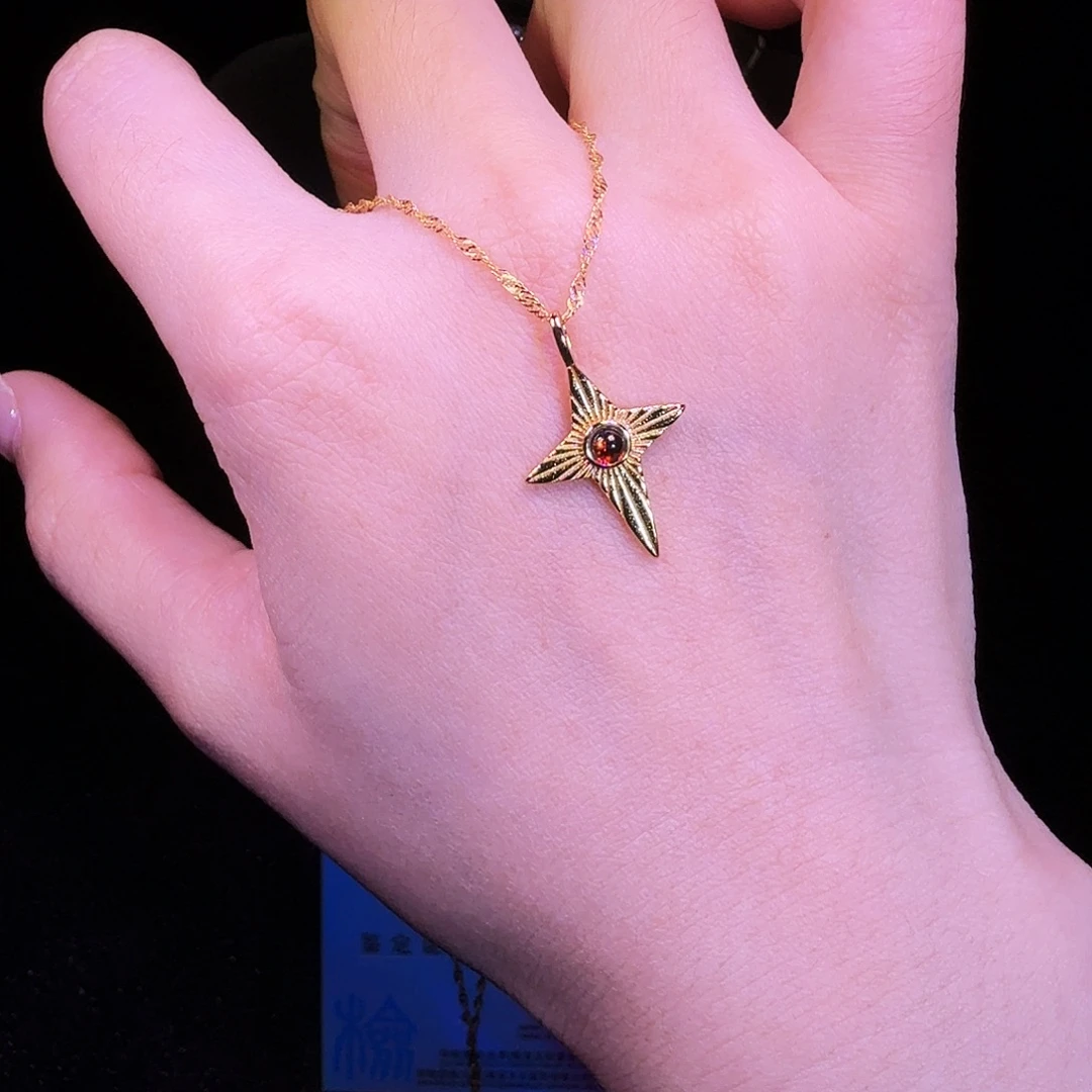 颈饰石榴石银S925镶嵌