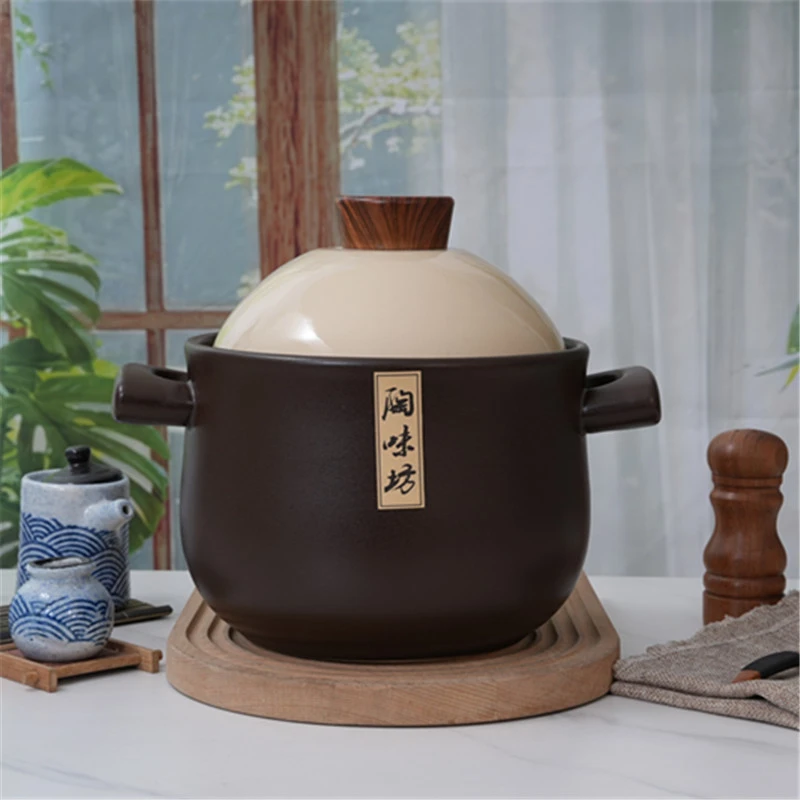 5L高汤砂锅煲汤锅炖锅燃气家用明火干烧不裂耐高温陶瓷养生沙锅