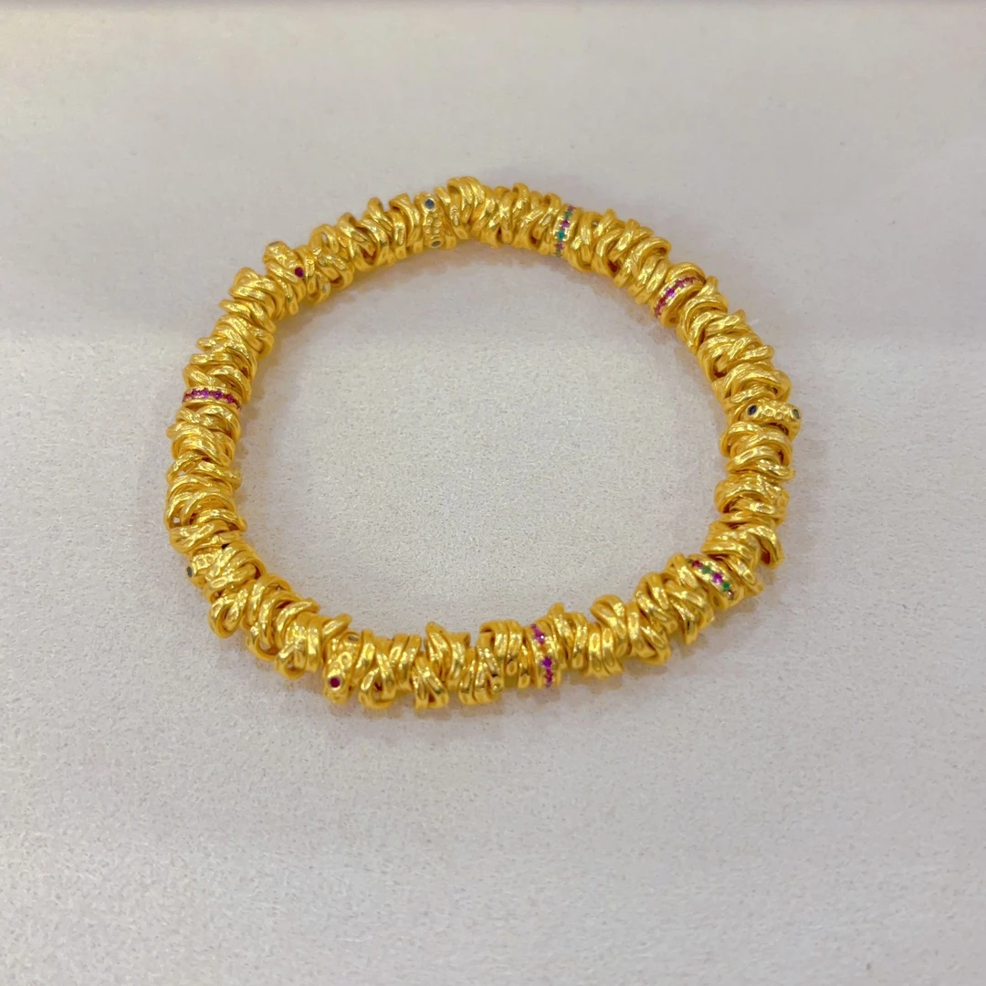 黄古法镶钻盘缠手链 腰缠万贯手串圈圈***