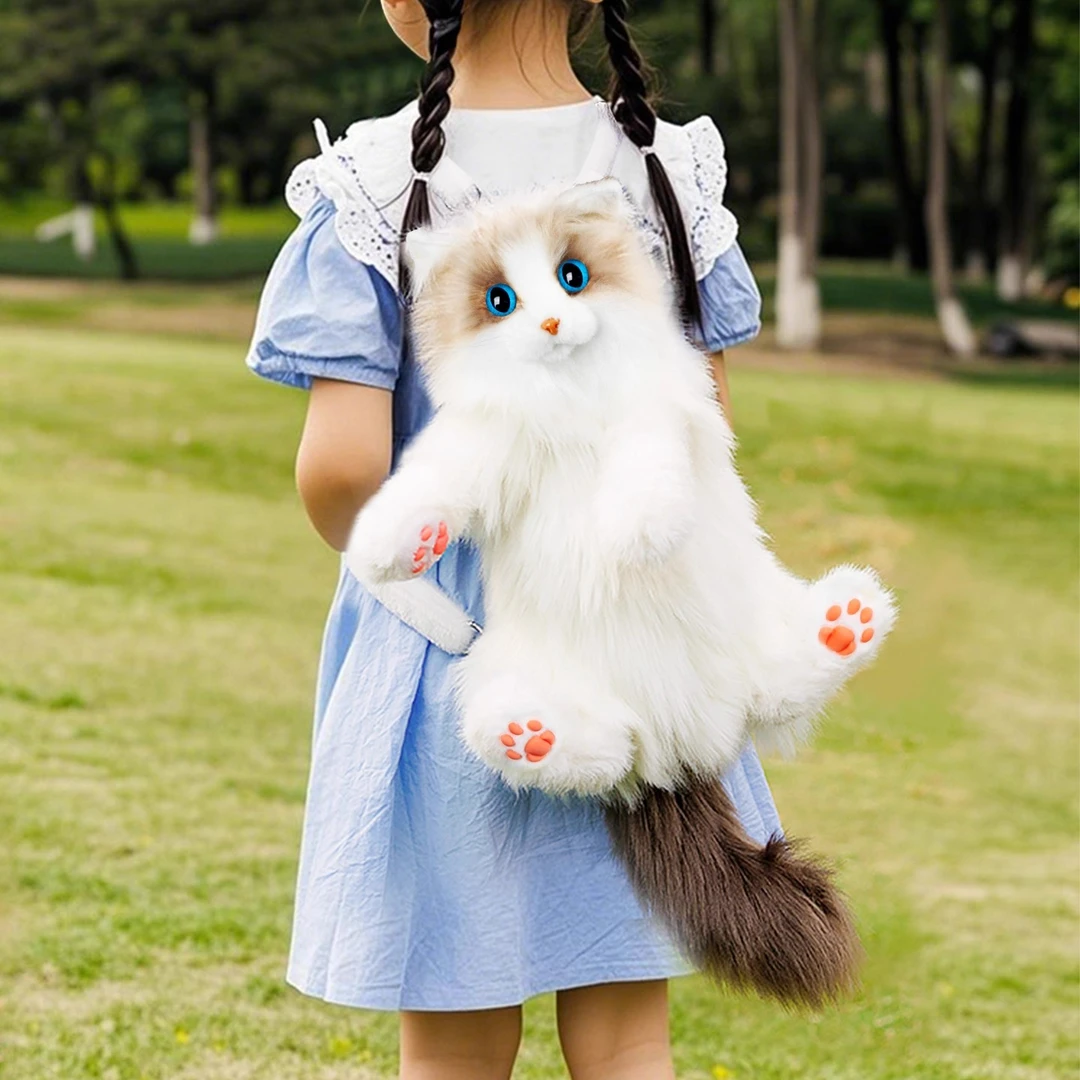 仿真三花猫儿童书包女生小猫咪毛绒玩偶女孩子幼儿园生日礼物礼品