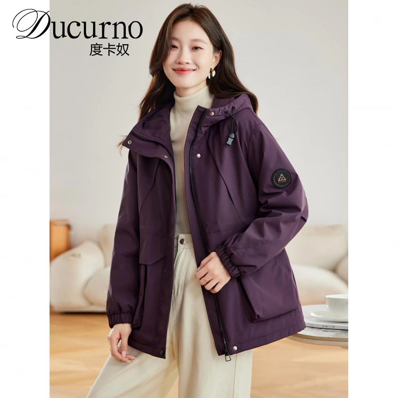 紫色收腰显瘦派克服加绒外套女2025秋冬新款宽松显瘦加厚保暖服潮