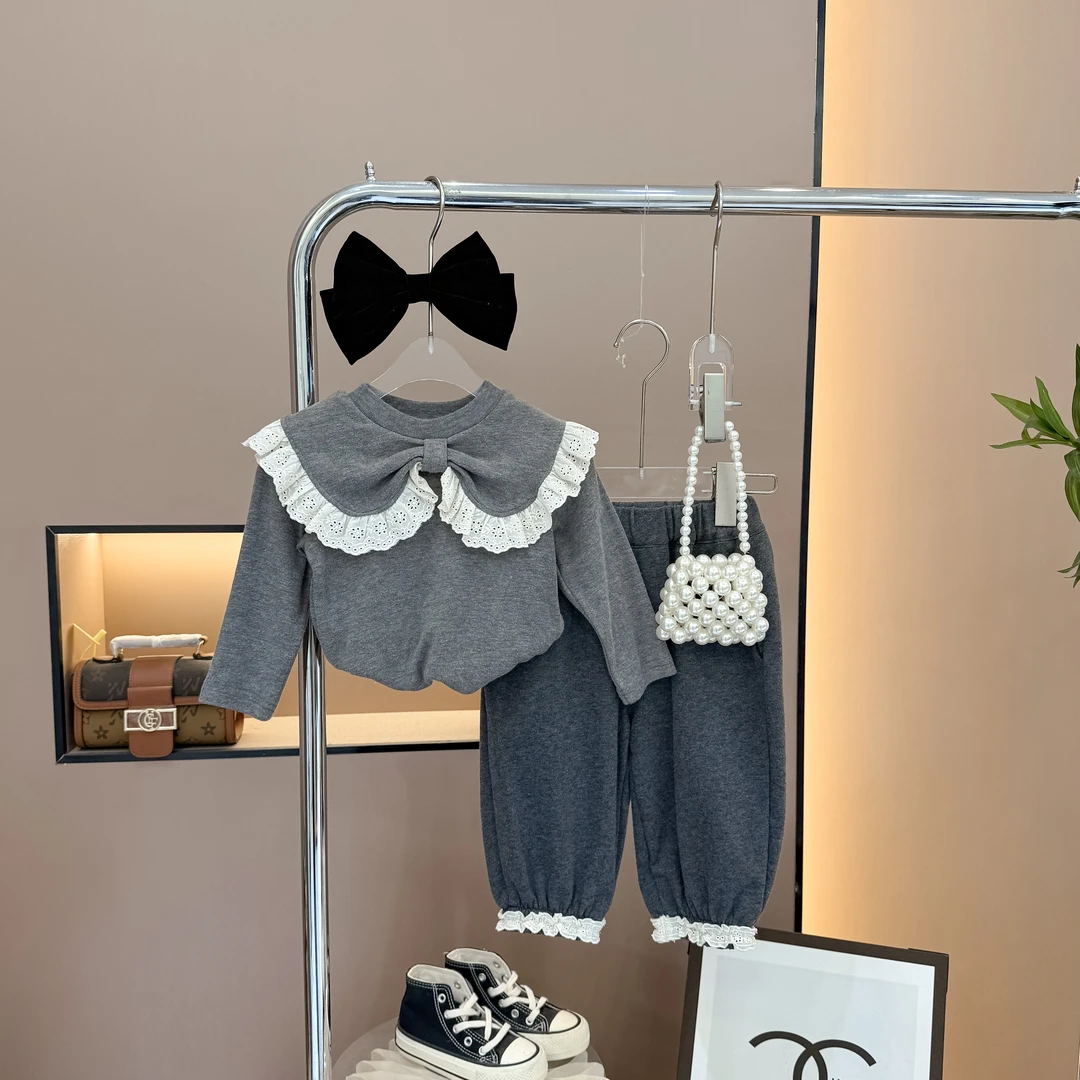 断码捡漏 女童洋气韩版春季花边针织两件套时髦时尚潮