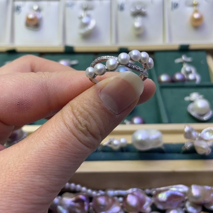 淡水珍珠戒指合金
