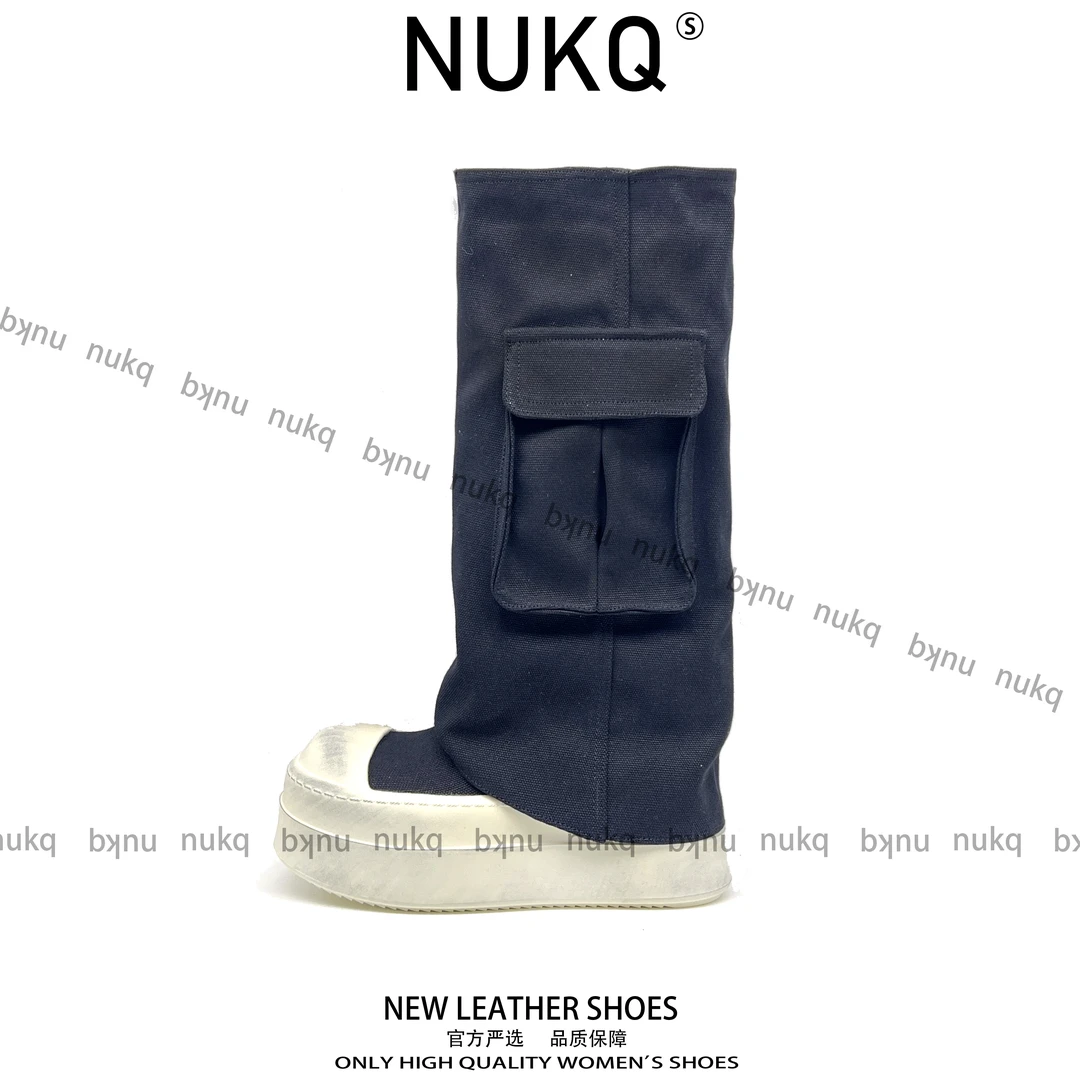 马啦啦【大悦严选】 跟高7cm 加大腿围 时尚百搭厚底防水长筒长靴