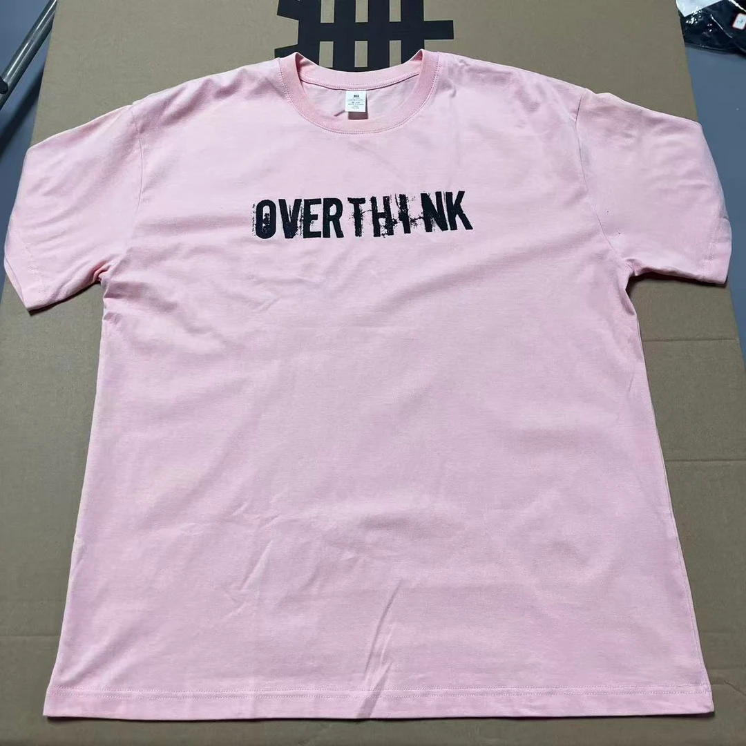 粉色【纯棉短袖】新款时尚印花短袖夏季男女同款纯棉重磅T恤A95