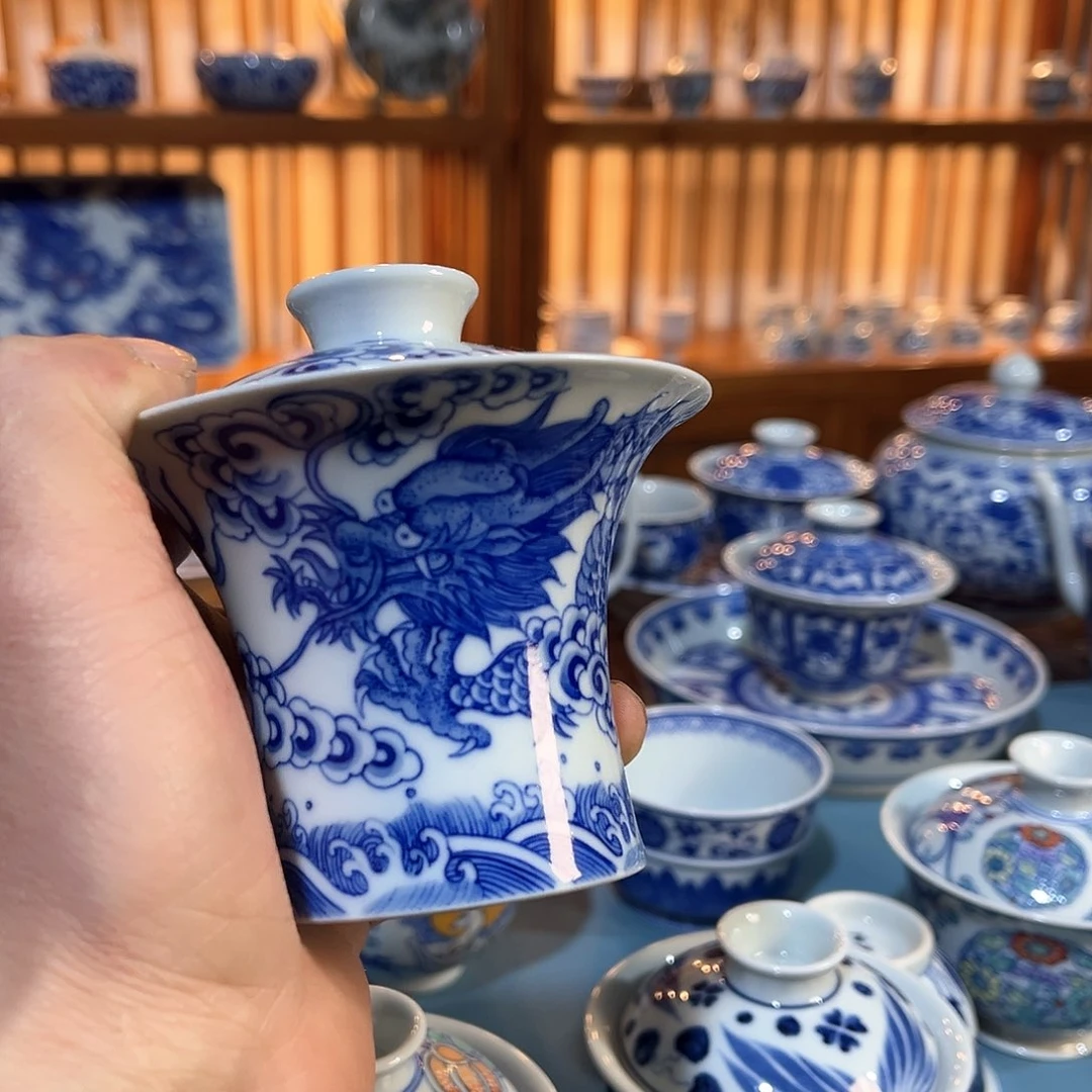 錡镇堂手工手绘盖碗