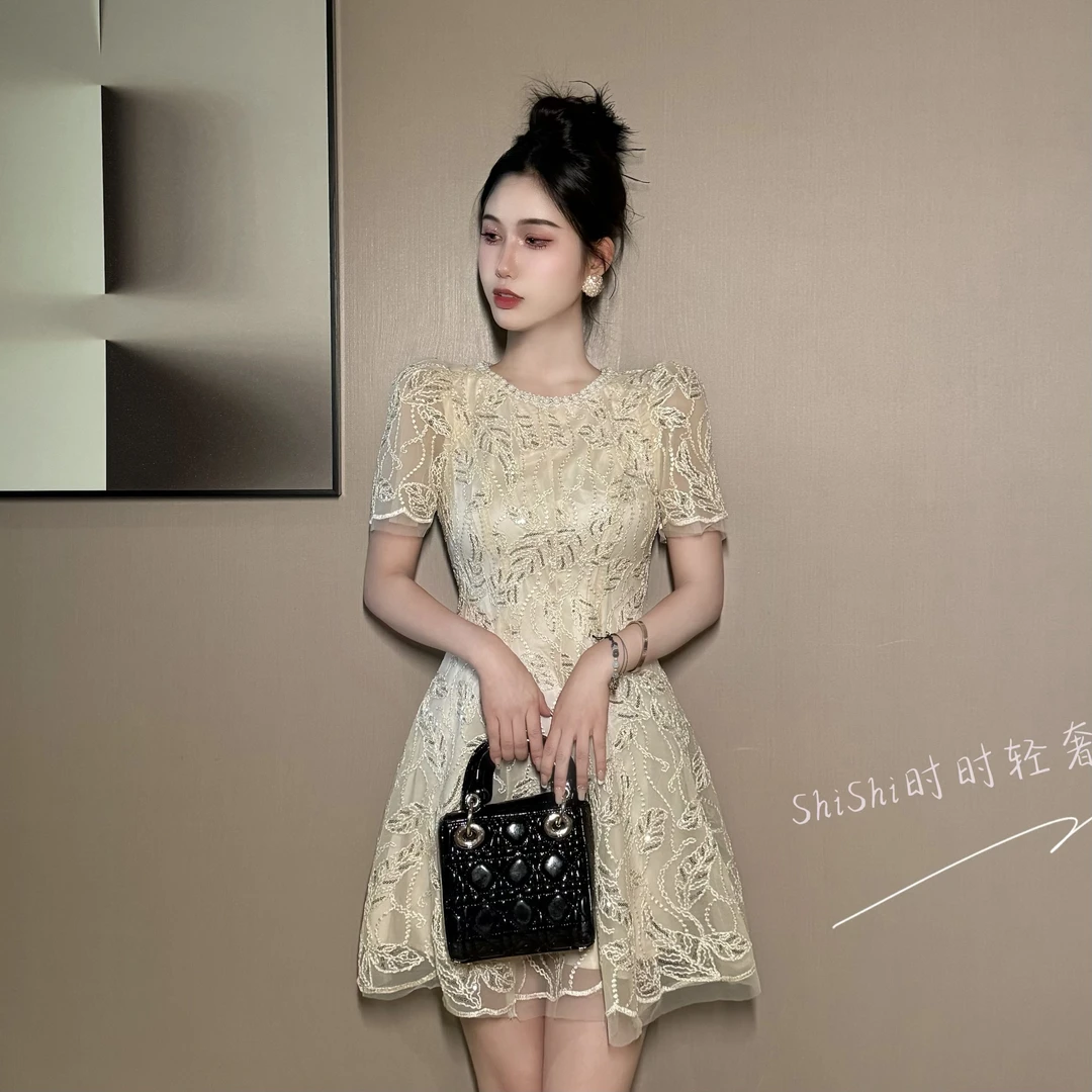 【时时原创】法式时尚小个子减龄少女轻奢气质公主生日连衣裙21720