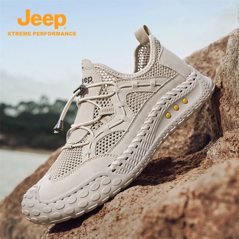 jeep吉普男鞋2025新夏季网面鞋户外休闲鞋男士透气软底轻便运动鞋