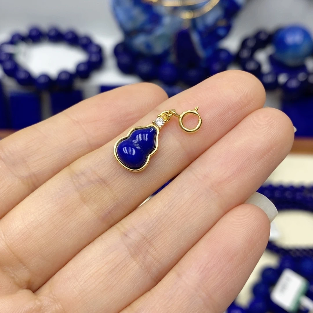 青金石颈饰银S925镀金镶嵌