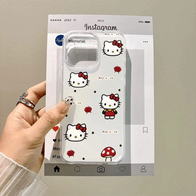 可爱凯蒂猫适用于苹果17promax/16大孔白色IMD手机壳华为vivo创意