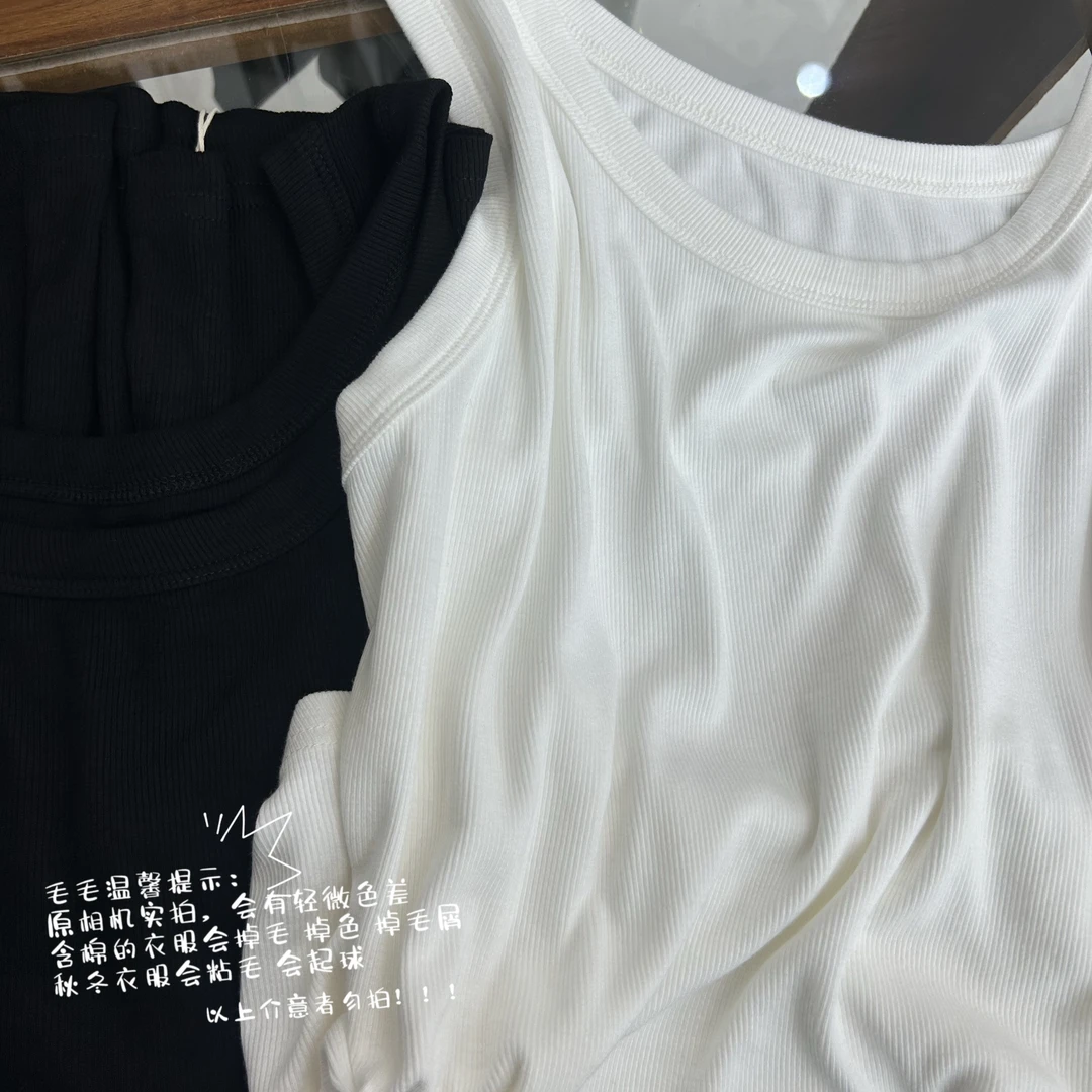 【毛毛家】螺纹宽带背心   黑  白  两个颜色   23835