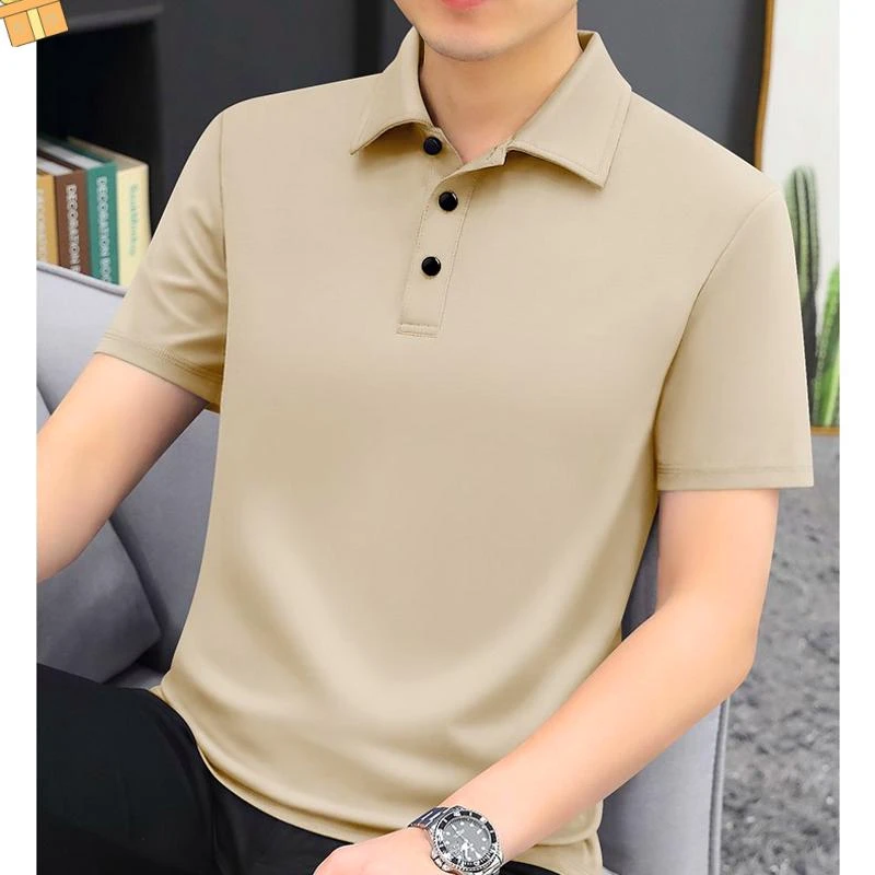 男生polo衫半袖男款痞帅冰丝爆款新款2024翻领t恤带领短袖衣服