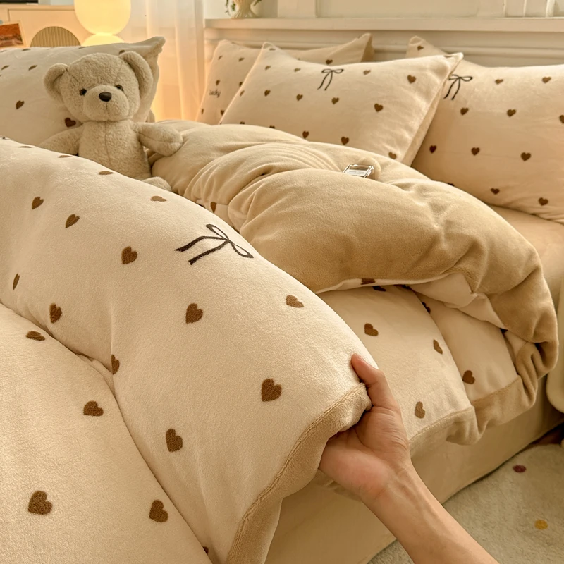 2025新款加厚牛奶绒被套单件珊瑚绒被罩四件套双面法兰绒加绒