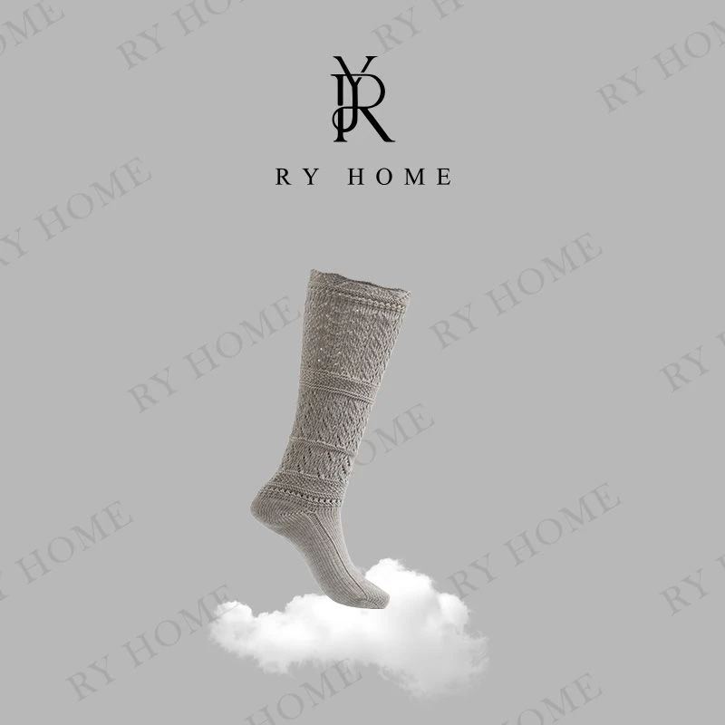 【容雨RYHOME】羊毛羊绒混纺保暖镂空中筒袜253WZ1061