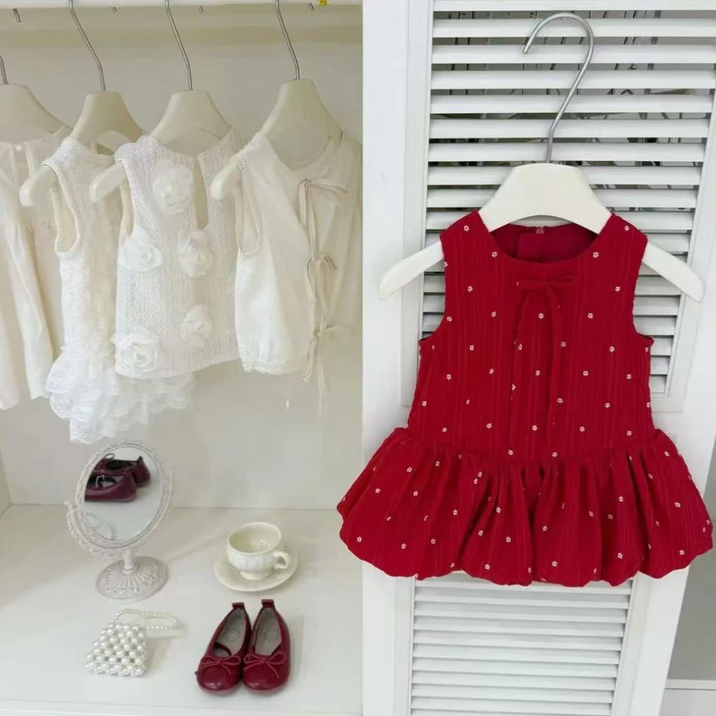 婴儿夏季洋气公主女宝甜美砍袖裙新生儿薄款满月百天坎袖连体