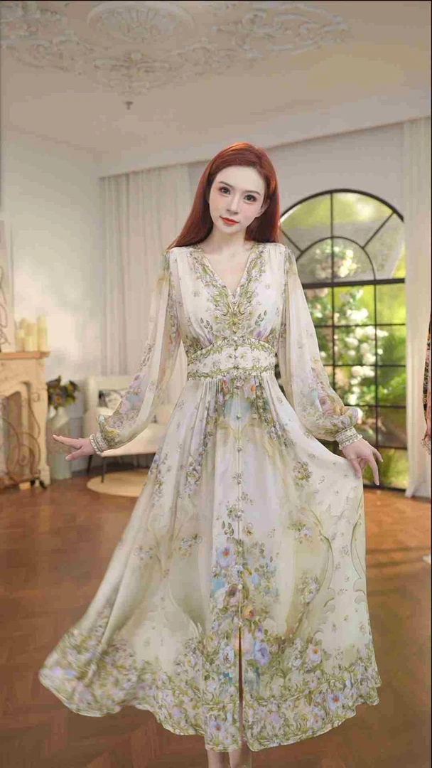 【2025陌上花开-瑶瑶】重磅100桑蚕丝连衣裙8E-058-25