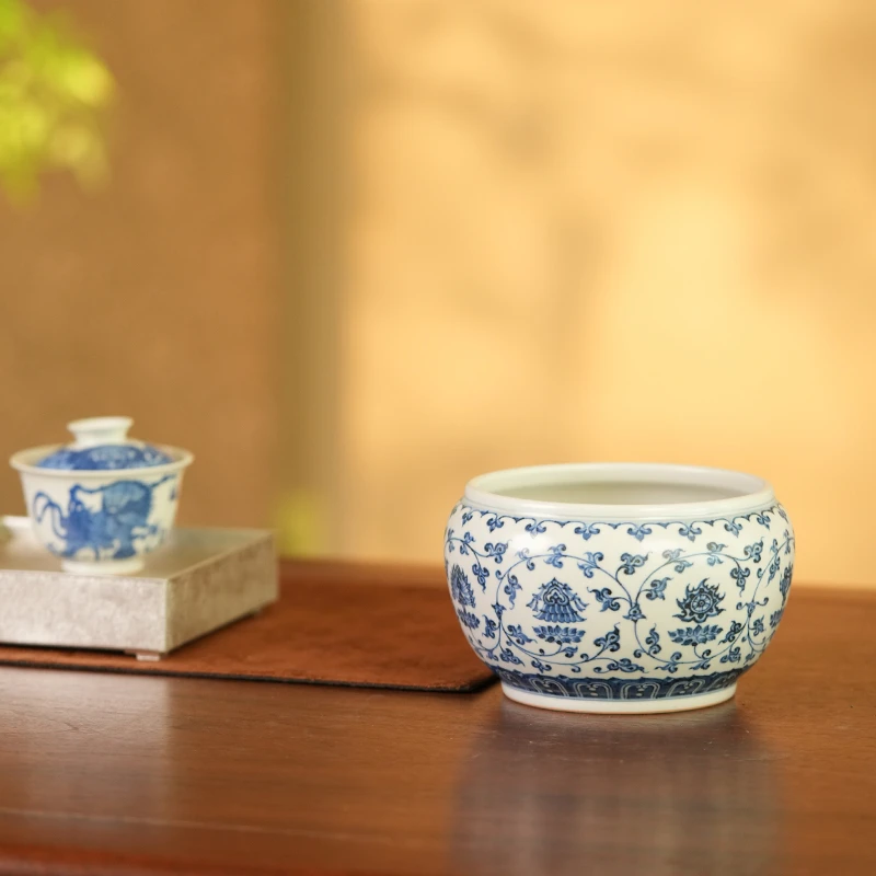 瓷语慕古青花莲托八宝水洗