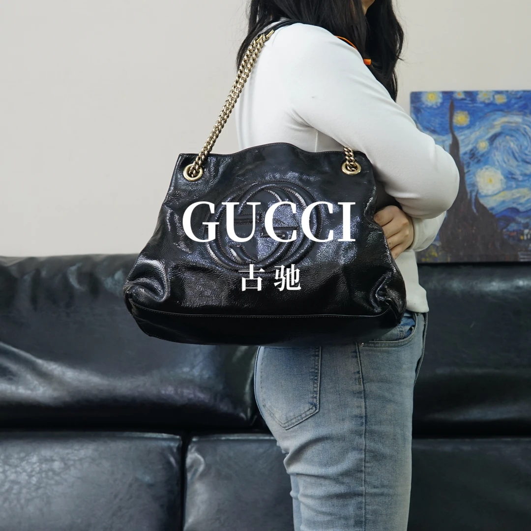 95新 GUCCI/古驰 黑色单肩包/FYWJ02121204/1204