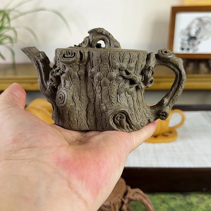 茶壶紫砂全手工松皮满推鸣远松桩壶
