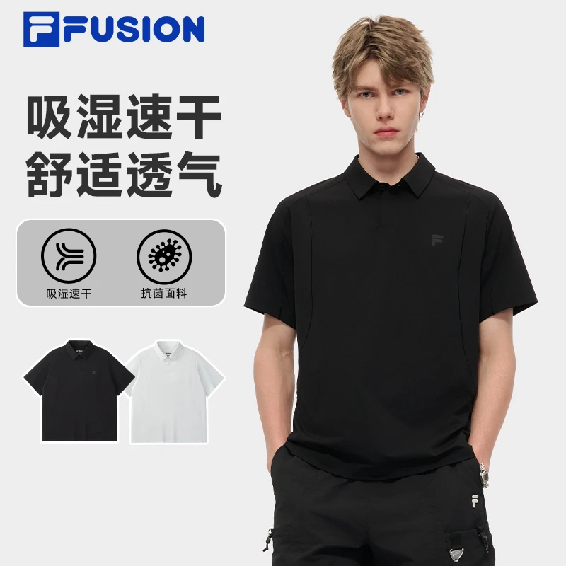 FILA斐乐【吸湿速干】户外运动polo衫男士夏季短袖衬衫休闲翻领上衣