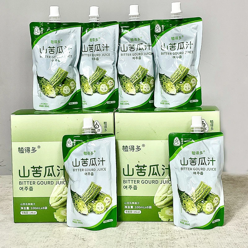 【纯山苦瓜】整盒8袋装100%鲜榨魔抓饮料O添加中老年居家蔬菜果汁