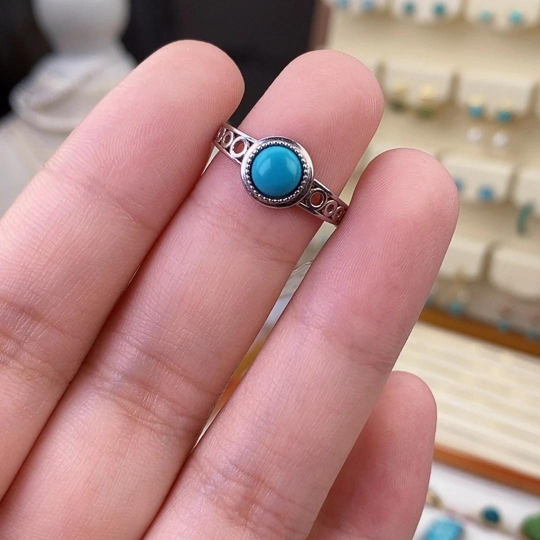 绿松石戒指银S925镶嵌