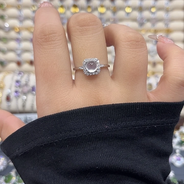 蛇纹石玉银S925镶嵌戒指