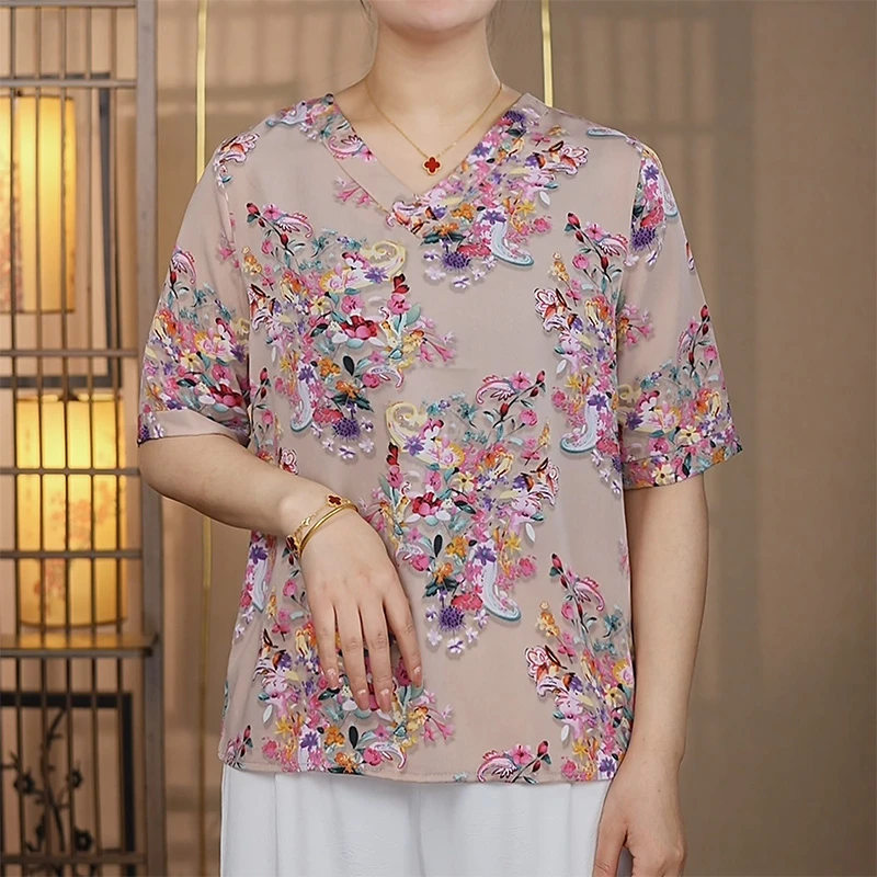 【108一路生花】2025年春季新款定制时尚百搭高端定制妈妈装上衣