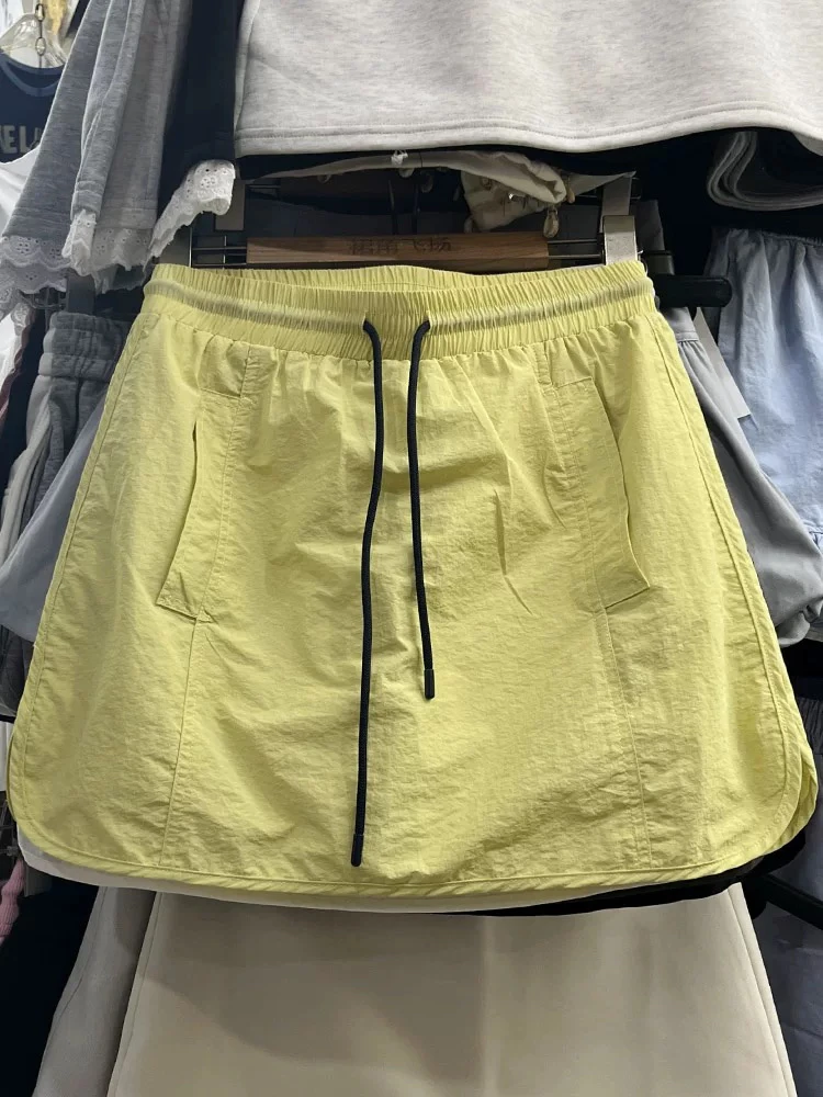 时尚抽绳速干半身裙女夏季新款韩版高腰A字裙百搭显瘦包臀运动裙