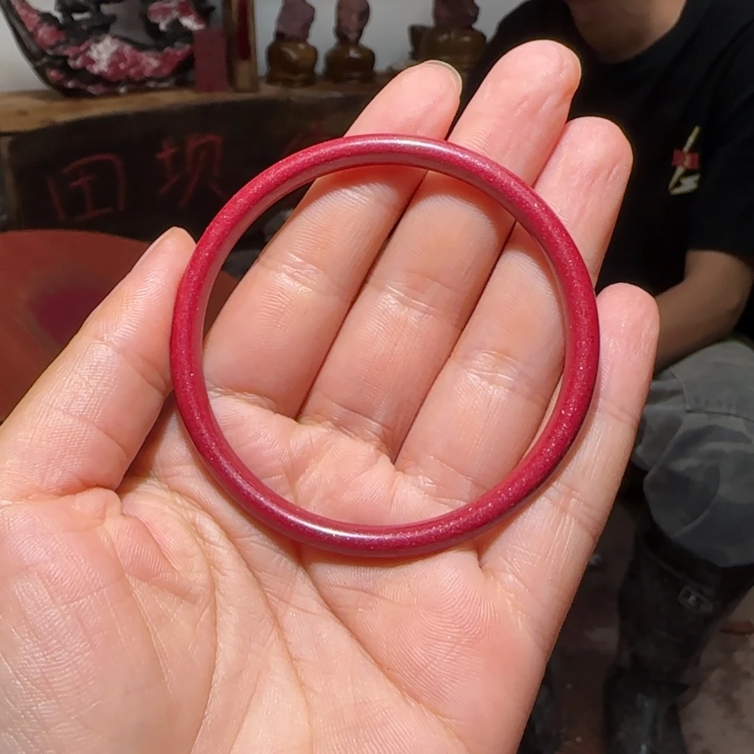 弓***࿐天然辰砂红晶砂手镯55口径
