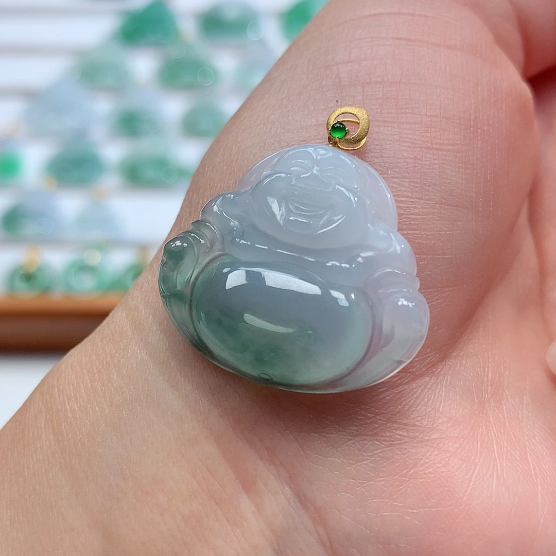 翡翠18K金镶嵌吊坠(赠链)25-27.8-6