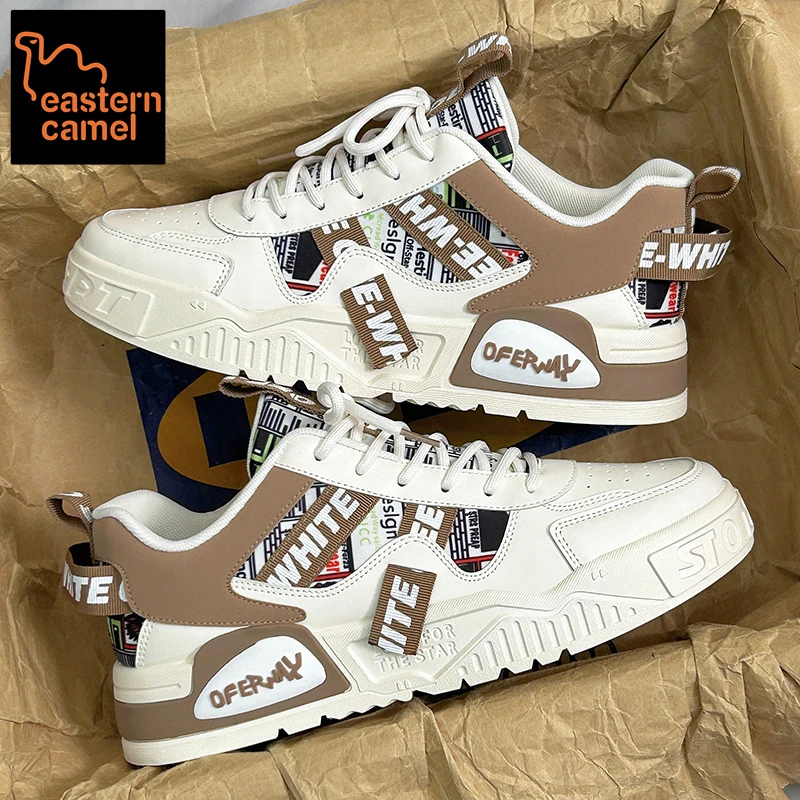 东方骆驼男鞋秋季皮面百搭板鞋2025新款学生国潮增高运动防滑潮鞋