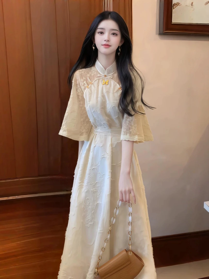 【401-450】气质碎花连衣裙女夏季2025新款超好看度假风显瘦长裙