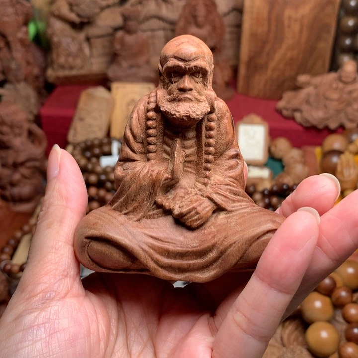 檀香木把件老山檀达摩