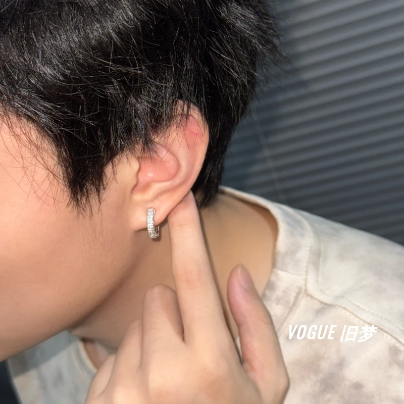 合金耳饰 满天星耳夹男双排镶锆耳环女无耳洞冷淡风超闪ins风双11