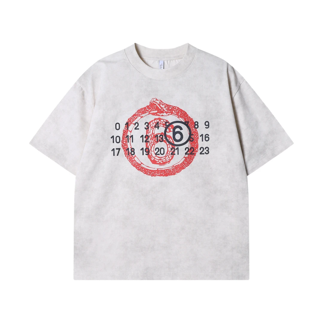 夏季高级感新款美式街头数字印花潮流嘻哈百搭休闲个性圆领上衣