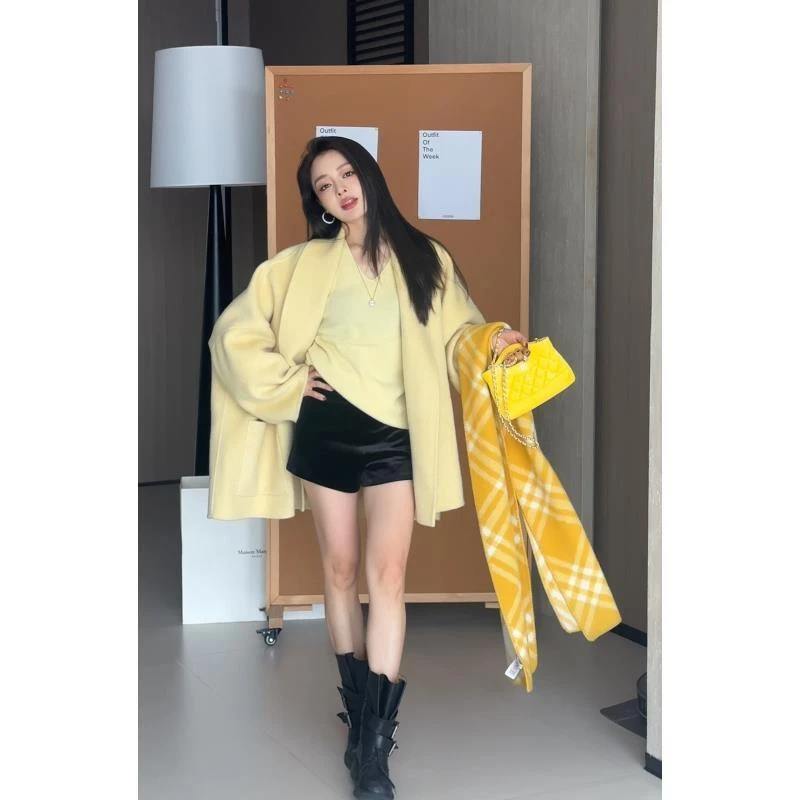 Singularity Me 11A 2649 绵羊毛双面毛呢宽松慵懒短款冬大衣外套