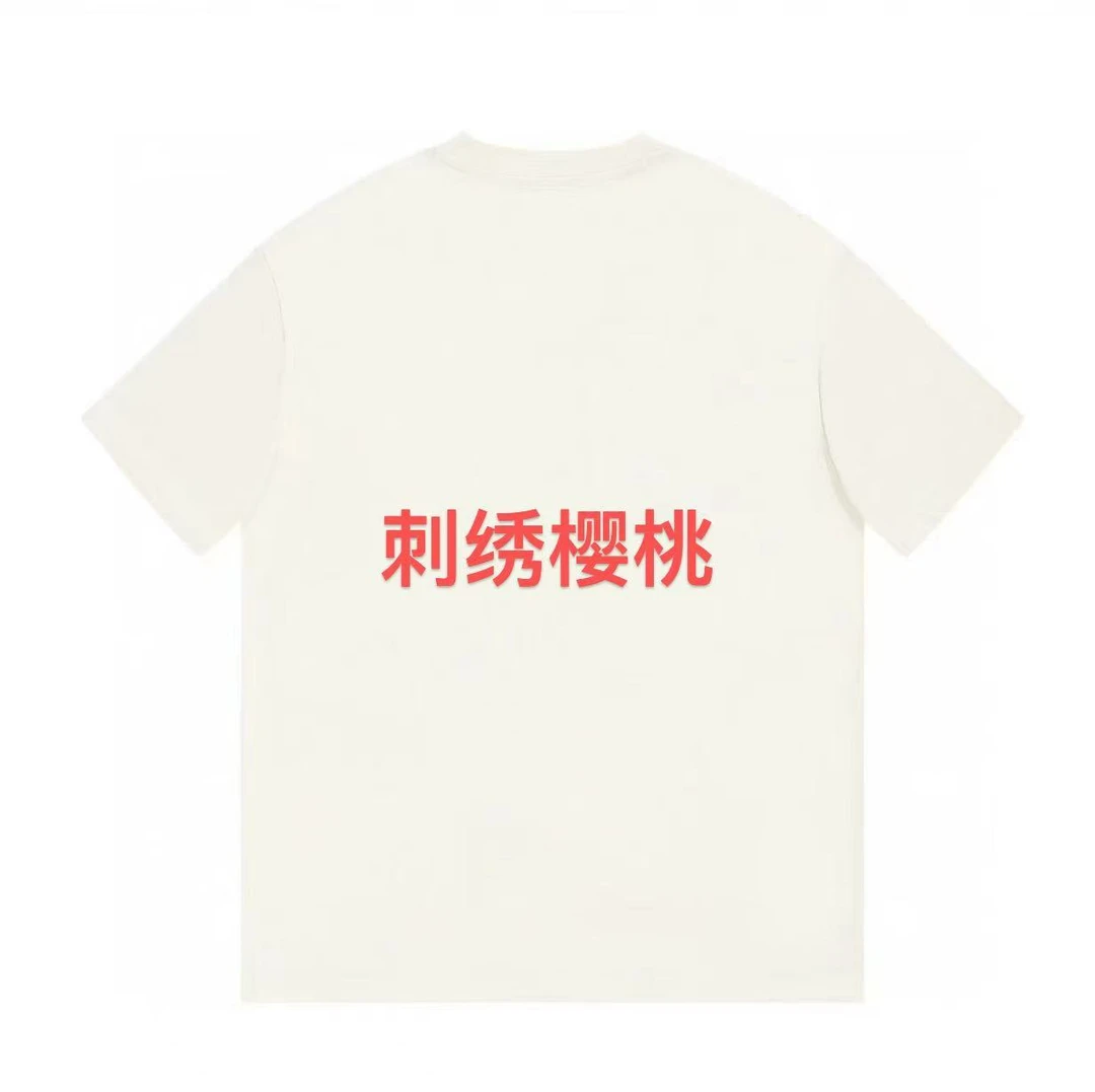 ML·沈闹闹 刺绣樱桃 设计师潮牌大版宽松短袖-T-D3063