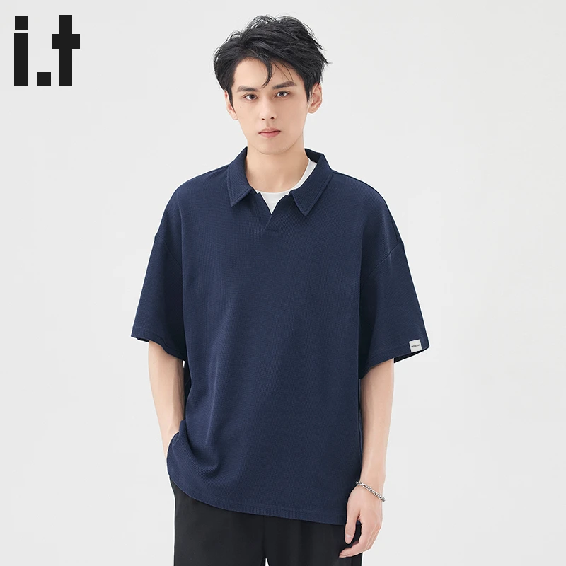i.t:CHOCOOLATE2025夏季休闲t恤男士薄款宽松透气百搭短袖polo衫