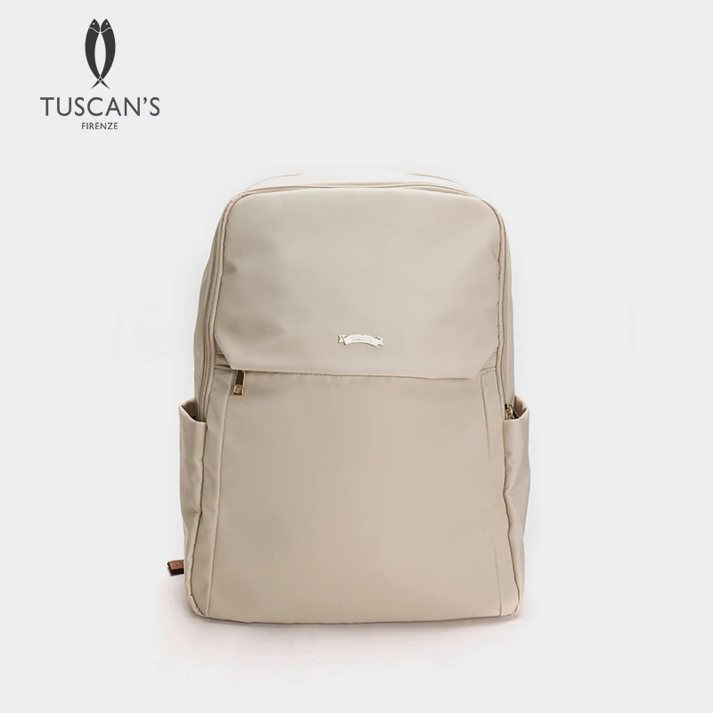 TUSCAN'S纯色防泼水耐刮日常通勤大容量双肩背包双鱼女包