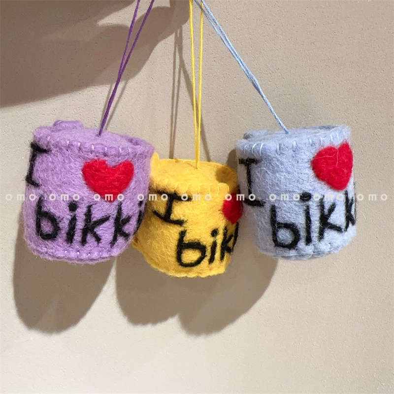 超可爱彩色咖啡杯子 小茶杯 手工羊毛毡包包配饰挂件钥匙扣小礼物