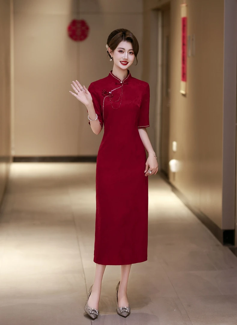 喜婆婆婚礼服平时可穿高端妈妈结婚喜服婚宴装2025新款年轻款旗袍