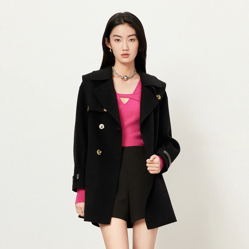 HPLY荷比俪2023冬季新休闲双排扣大衣HYD41500349