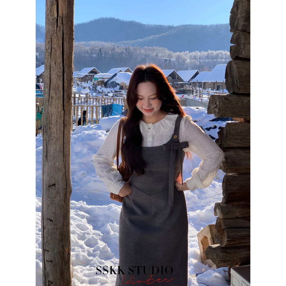 KMZY/KMZY山_山【莫奈花语】微胖女装韩版气质显瘦假两件拼接连衣裙