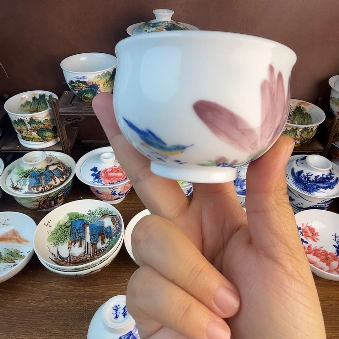超***正忠意堂釉下彩鸟语花香微瑕不退