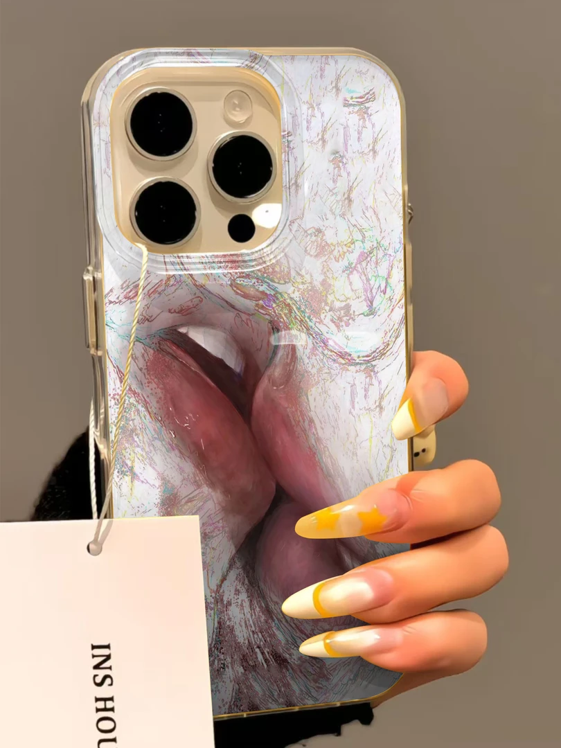 个性渲染嘴巴适用苹果16pro小米15iphone14promax华为IMD手机壳SS